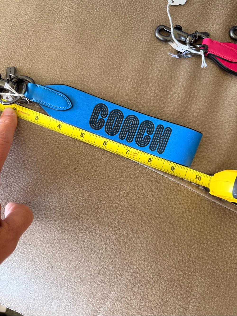 Coach Leather Wristlet Straps in Blue, Pink, Black & Yellow - Picture 4 of 4